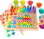 Wooden Peg Board Number Puzzle Montessori Toy 