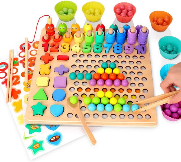 Wooden Peg Board Number Puzzle Montessori Toy 