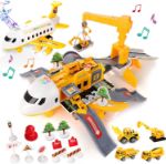 Kidwill Airplane Toys Set with Transport Cargo with 4pcs Engineering Theme Vehicles car Toy, Plane Toys