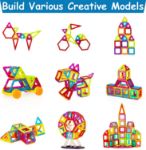 Magnetic Building Blocks for Kids, 184PCS Colorful Magnet Tiles with Multiple Shapes, Strong Magnets, 3D STEM Educational Toy