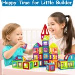 Magnetic Building Blocks for Kids, 184PCS Colorful Magnet Tiles with Multiple Shapes, Strong Magnets, 3D STEM Educational Toy