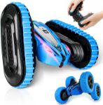 2-in-1 Remote Control Car, Rechargeable Remote Control Crawler for Kids Age 3+, 2 Types of Changeable Wheels, Double-Side 360° Flips, LED Headlights, Fast Stunt Toy Race Cars